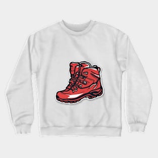 Vibrant Red Hiking Boot Illustration No. 838 Crewneck Sweatshirt